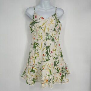a‎ loves a linen Blend floral tropical print Sun dress Size S Sleeveless